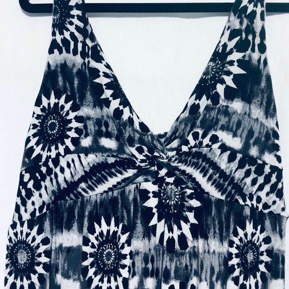 AB STUDIO Women’s Black Geo Shape Summer Sun Long Maxi Dress Size L - Picture 3 of 4